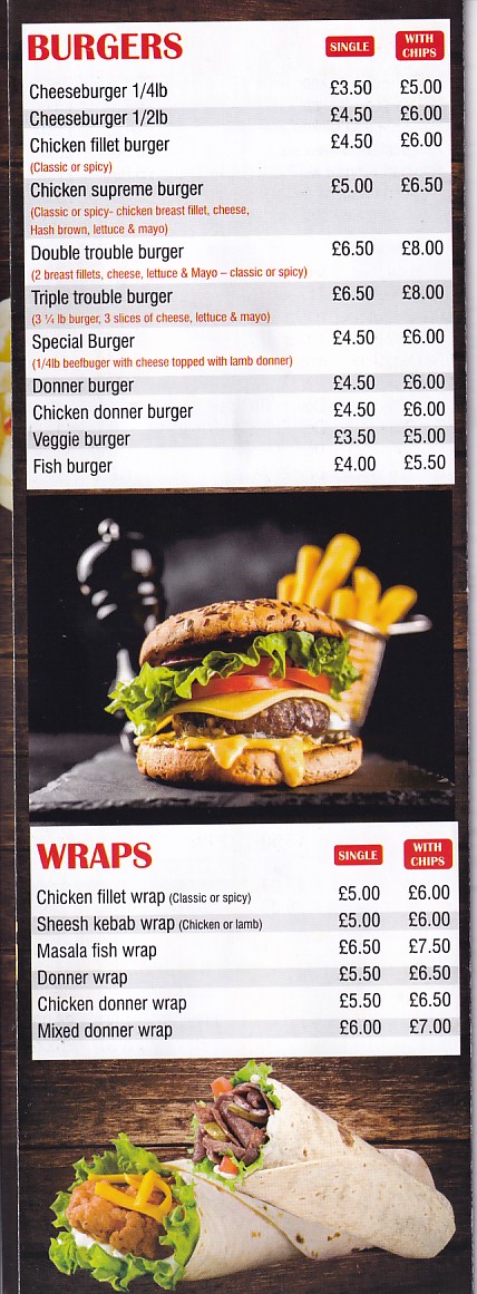 Menu of Flavourz takeaway in Colwyn Bay